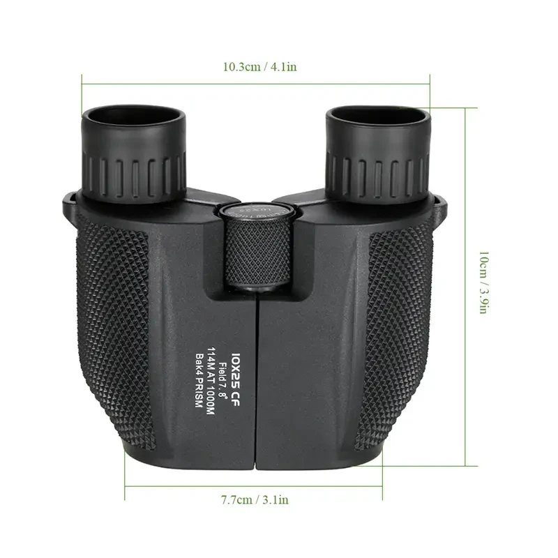 Professional Binoculars, 10x25 BAK4 Prism, High Powered Binocular, Portable Hunting Telescope