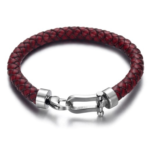 Stainless steel leather cord bracelet