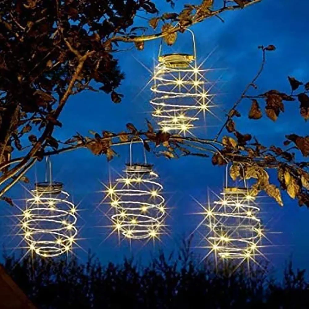 Solar Spiral Iron Lamp Pineapple Decoration Garden