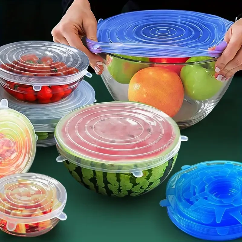 6pcs, Silicone Stretch Lids, Reusable Durable