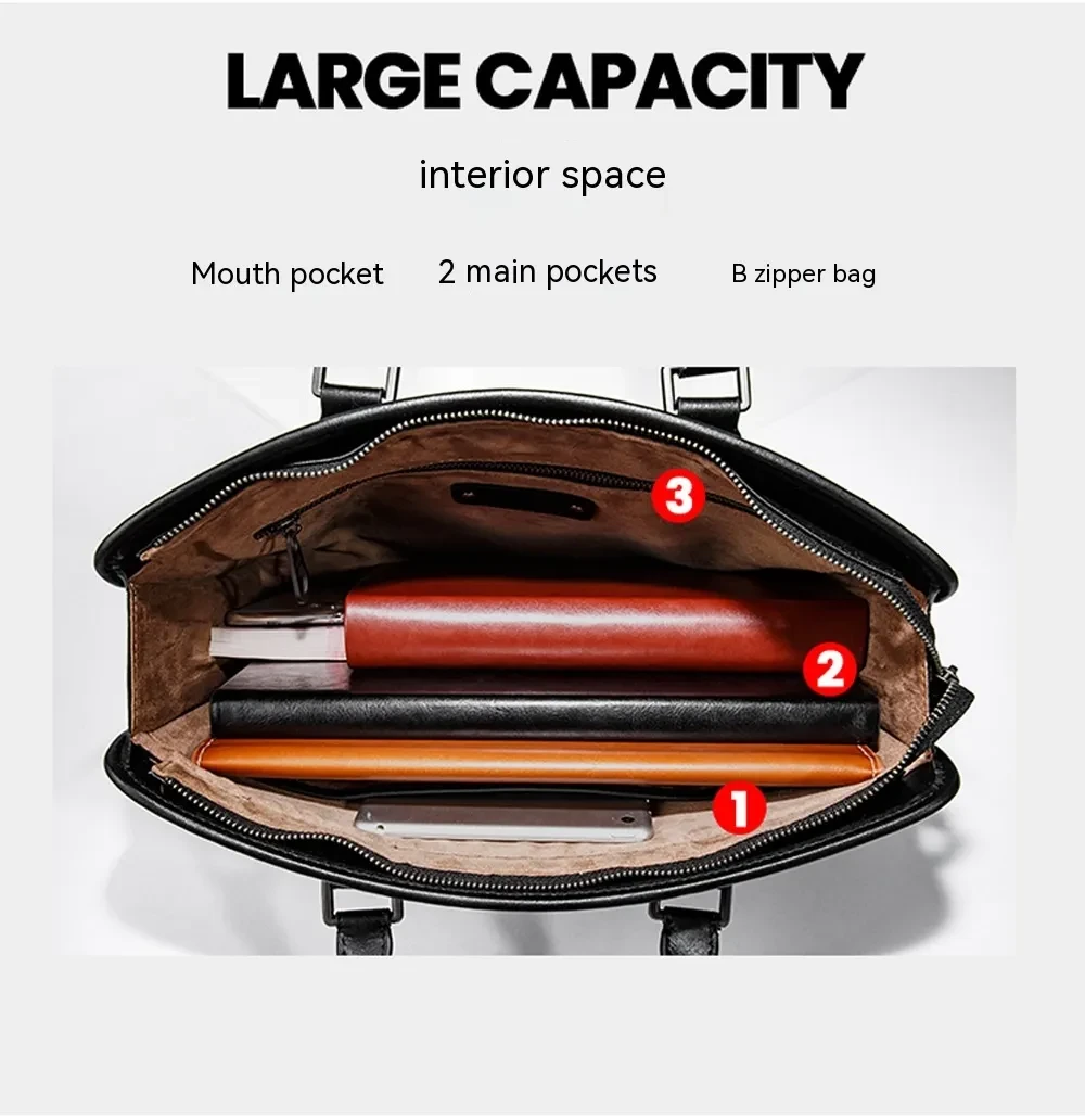 Stitching Woven Business Casual Briefcase Men's Shoulder Crossbody Computer Bag