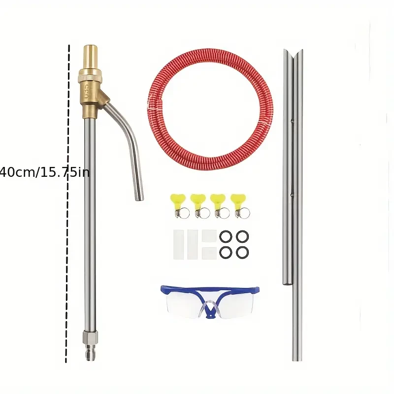 1 Set Professional Grade Pressure Washer Sandblasting Attachment Kit, 1/4 Inch Accessories with Safety Goggles, Nozzle, Couplers, and Hoses for Efficient Cleaning and Surface Preparation