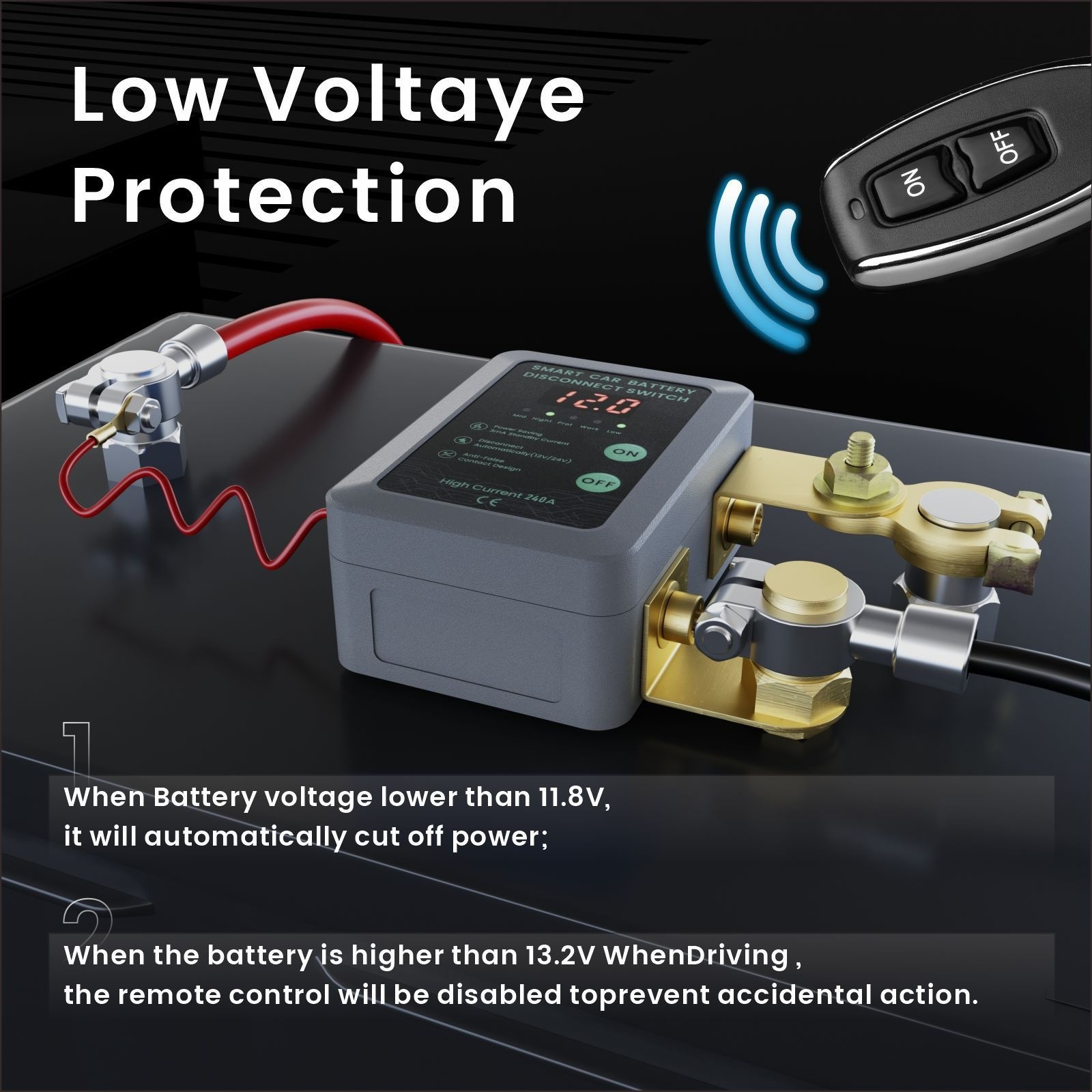 Smart Remote-control Automobile Battery Breaker-12V-automatic Power Off
