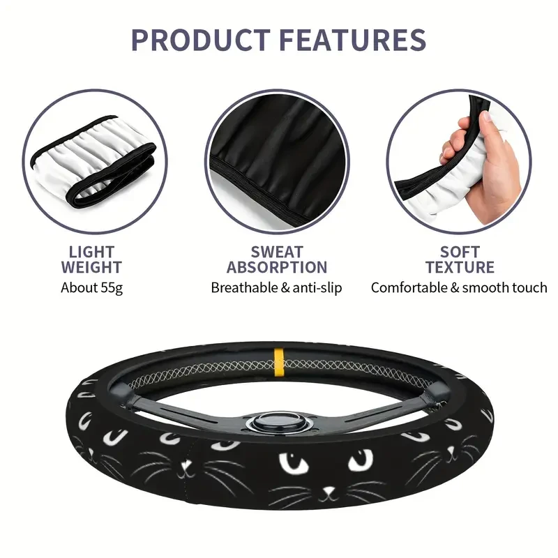 1pc black cat Car Steering Wheel Cover