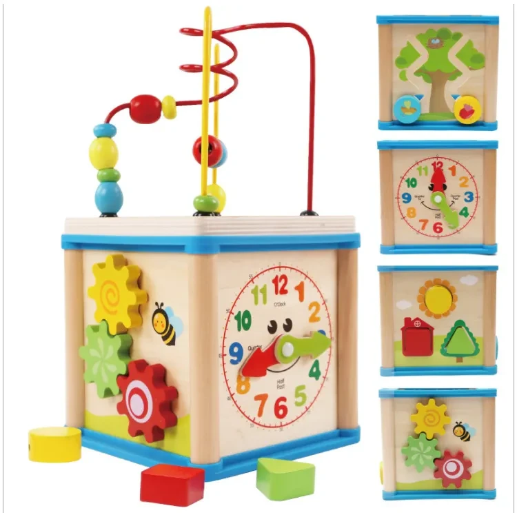 Children beaded around beads to develop educational toys