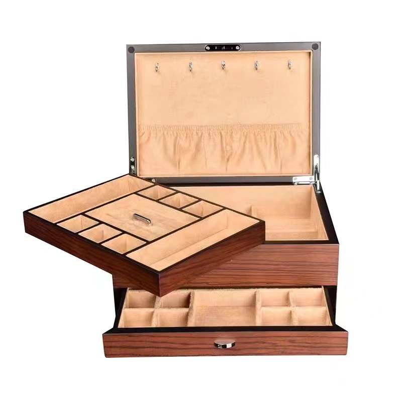 Matte Paint Ugyen Veneer Drawer Flannel Jewelry Box