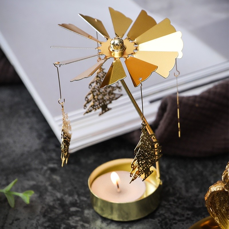 Aromatherapy Candlestick Girl Heart Golden Rotating Atmosphere Device