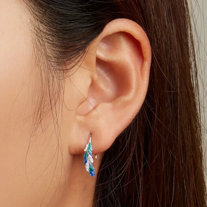 Sterling Silver Exquisite Feather Dangle Earrings - Elegant, Delicate, Cute Style, Hypoallergenic, Nickel-Free