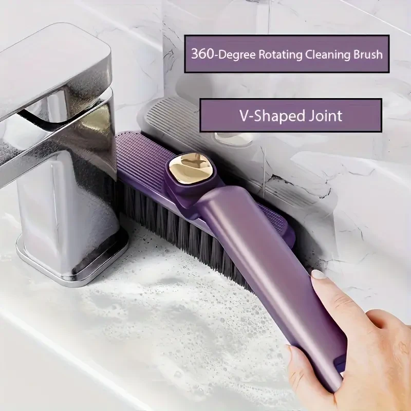 1pc Purple Durable Plastic 360-Degree Stiff Bristle Brush,