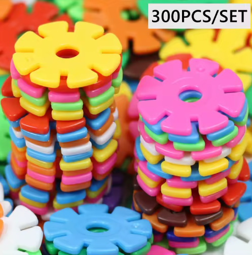 100-300pcs/lot Snowflake Building Blocks DIY Construction Kindergarten Game Assembly Educational Toy For Kids Gift