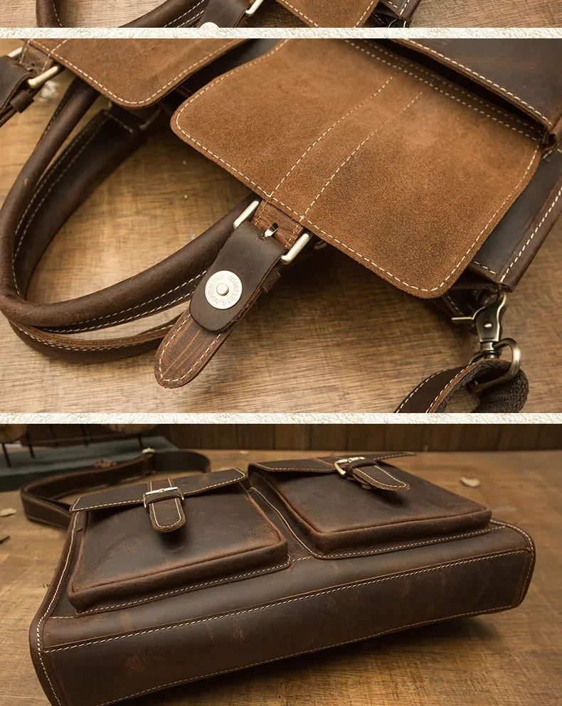 Handmade Vintage Leather Men's Briefcase