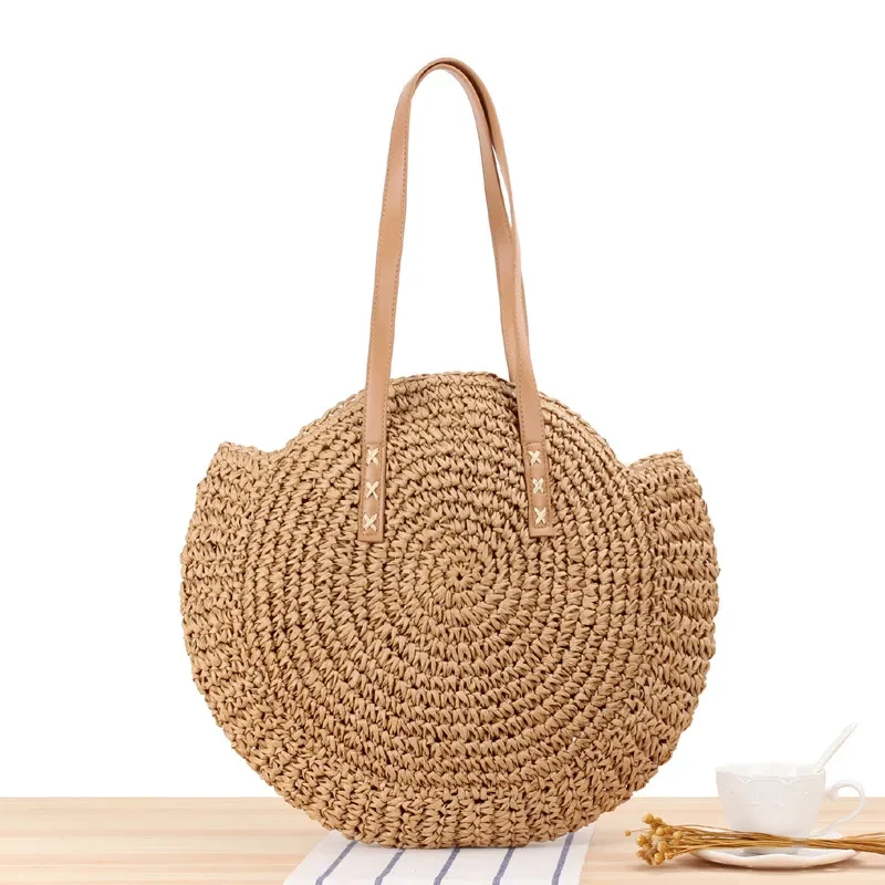 Straw Summer Round Shoulder Bag