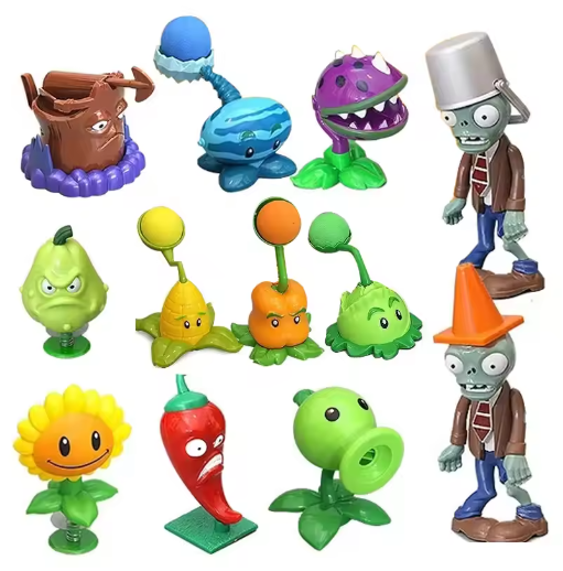 Plants vs Zombies 2 Toys Set Series Original Anime Action Figures Soft Silicone Zombie Birthday Christmas New Year Gift Boys