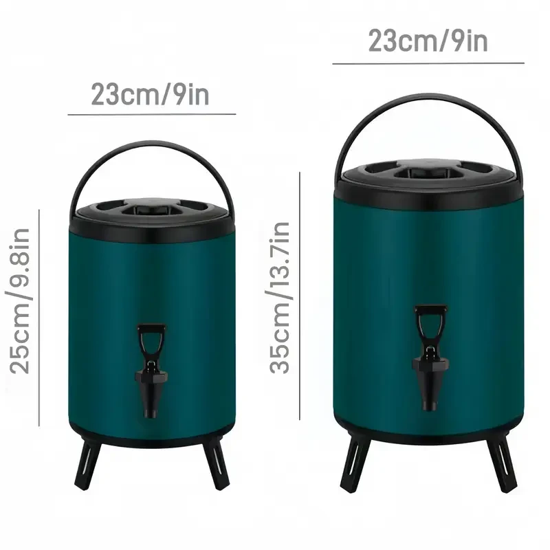 6-10L Stainless Steel Insulated Beverage Dispenser with Faucet, Double-Walled Milk Tea Coffee Juice Cooler, Home Party Use, Kitchen and Restaurant Equipment, Bar Tools, Ice Bucket