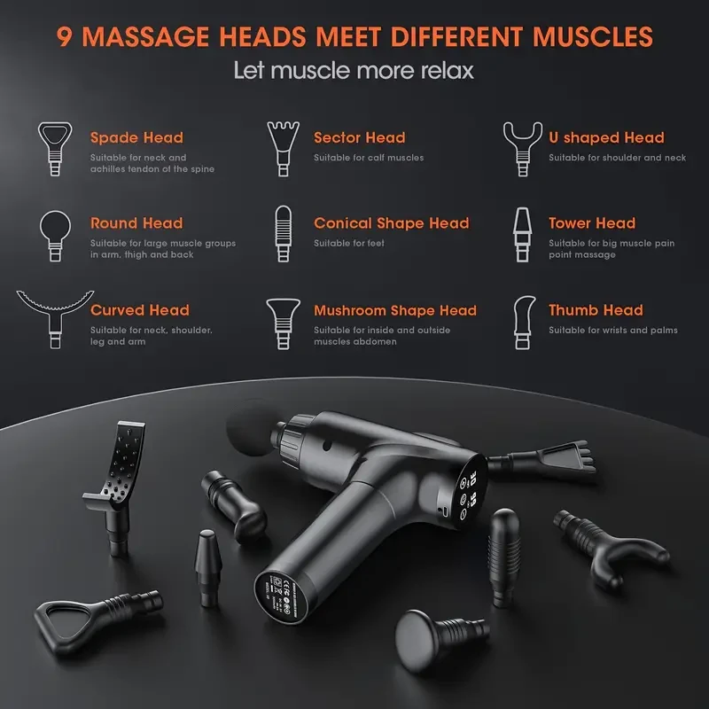 Massage Gun Deep Tissue - Percussion Massage Gun with 9 Attachments & 30 Speed