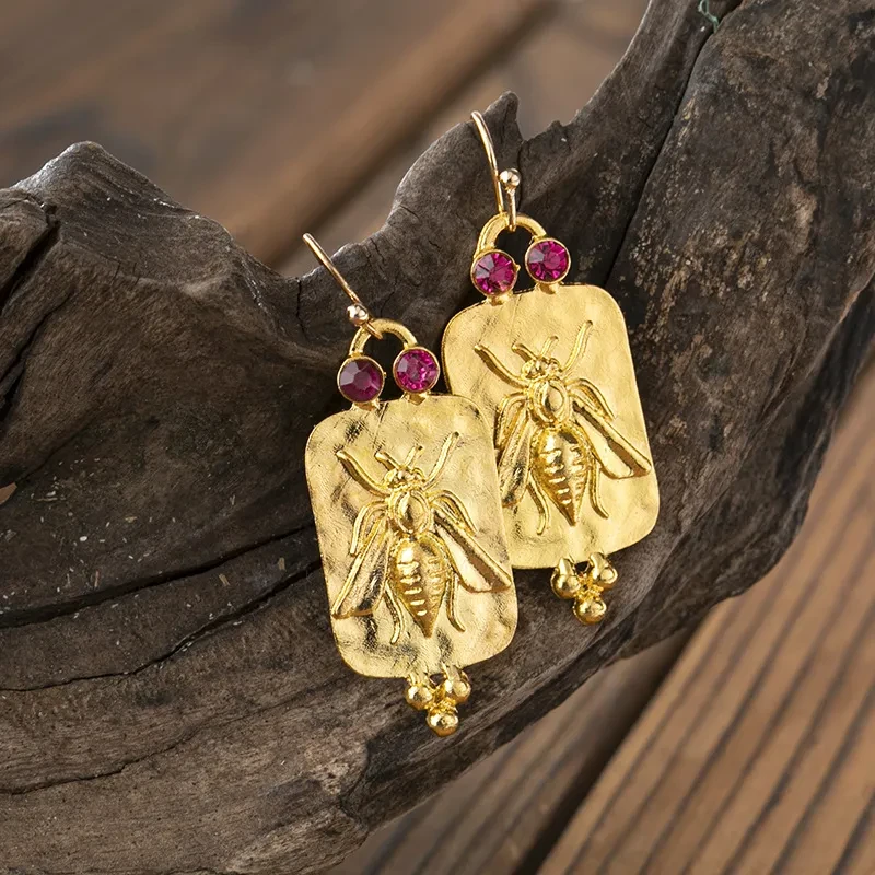 Retro Insect Bee Jewel Earrings