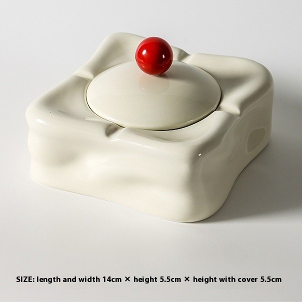 Light Luxury Ashtray Ceramic With Lid Prevent Fly Ash Home Living Room