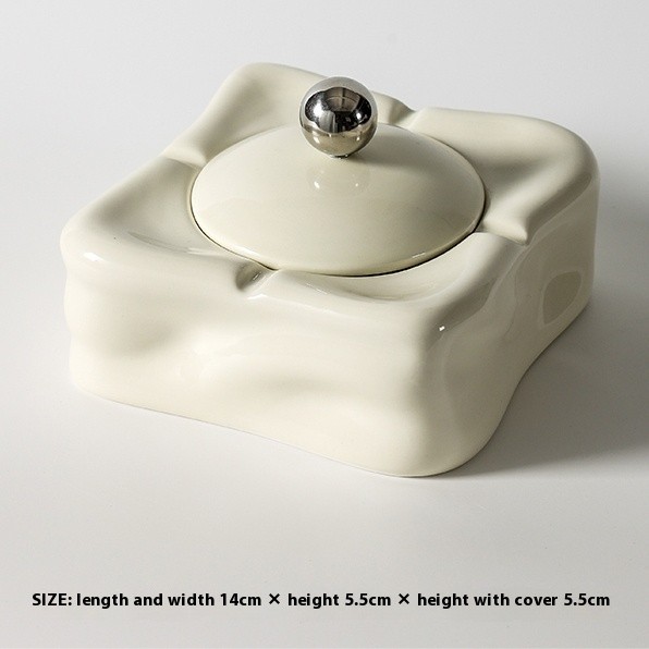 Light Luxury Ashtray Ceramic With Lid Prevent Fly Ash Home Living Room