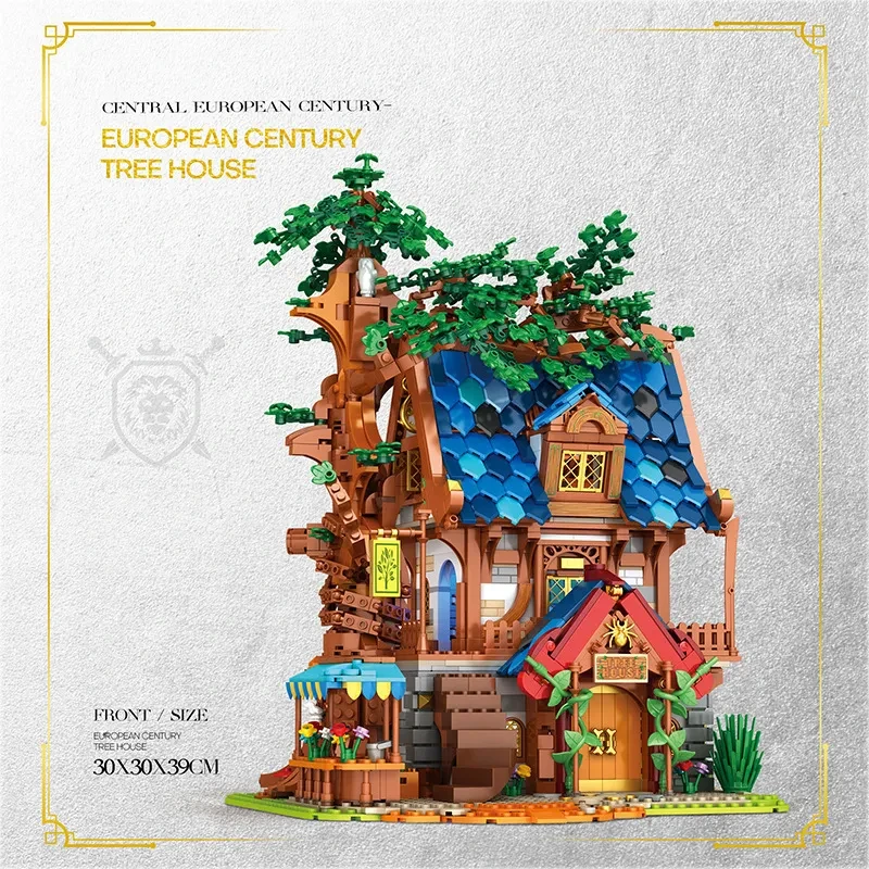 Building Blocks Street View Medieval Tree House Building Model Assembling Educational Toys