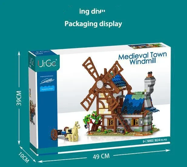 Medieval Series Town Windmill Small Particle Assembled Building Block Toys