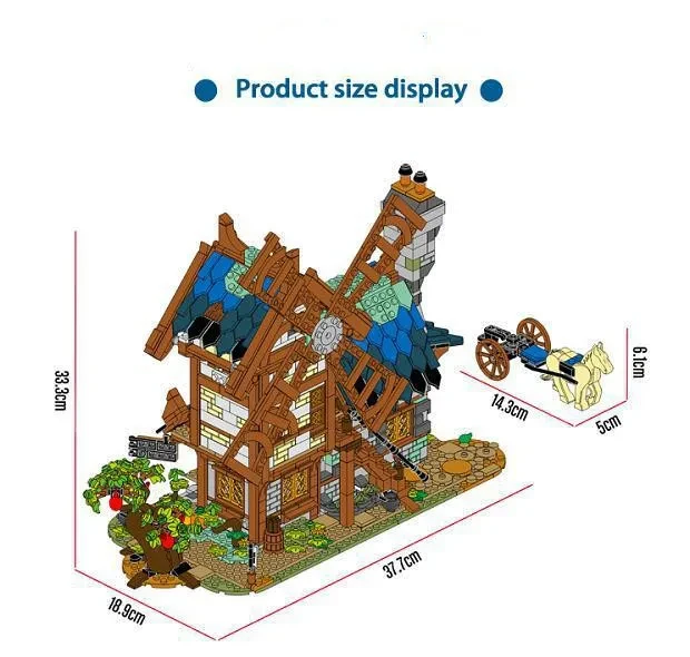 Medieval Series Town Windmill Small Particle Assembled Building Block Toys