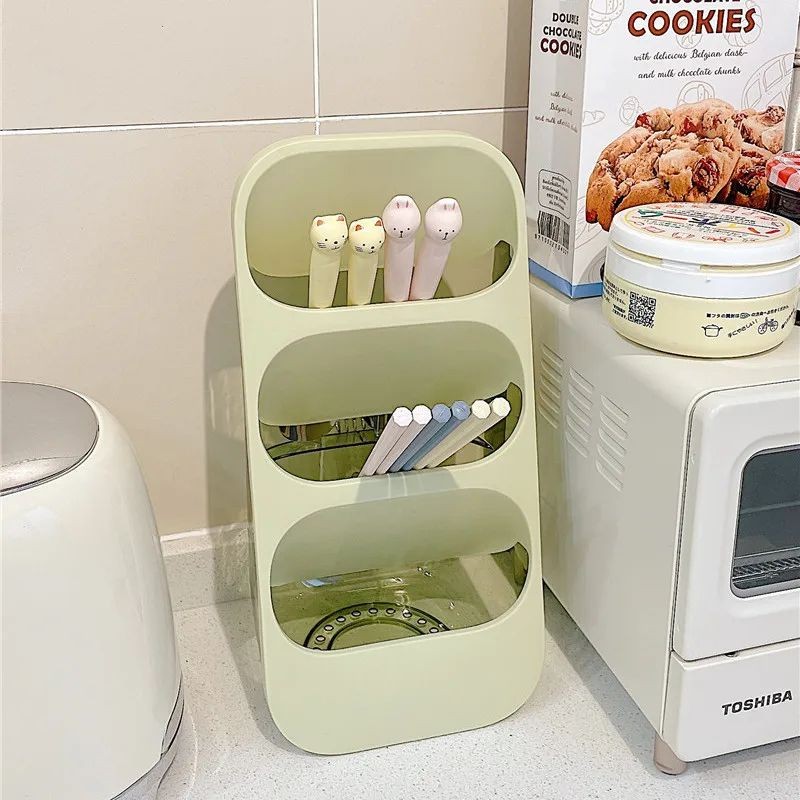 Chopsticks Storage Box Holder 3 Layers Spoon Fork Container Drain Rack Kitchen Utensil Drying Stand Organizer Tableware Tube