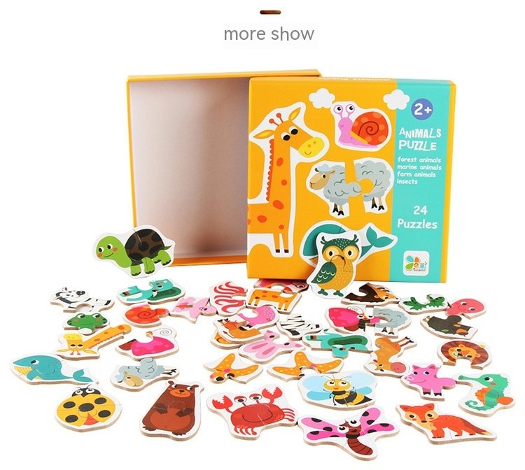 Wooden Early Education Enlightenment Toys Children's Large Matching Puzzle