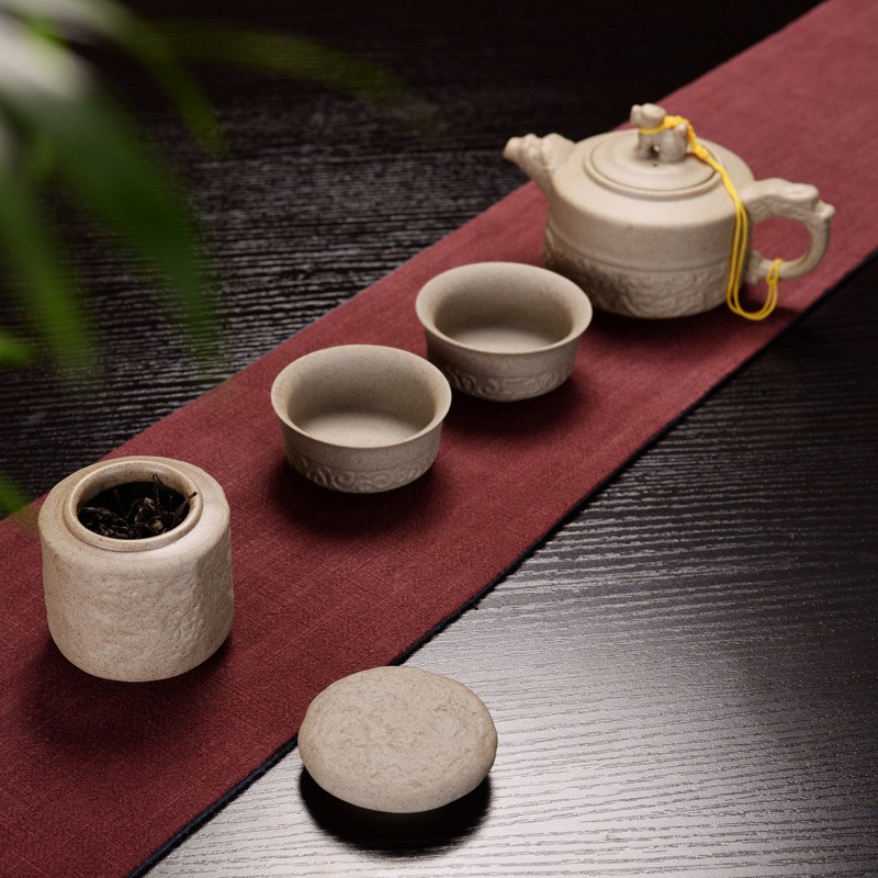 Ceramic Tea Pot Retro Mini Stone Pattern