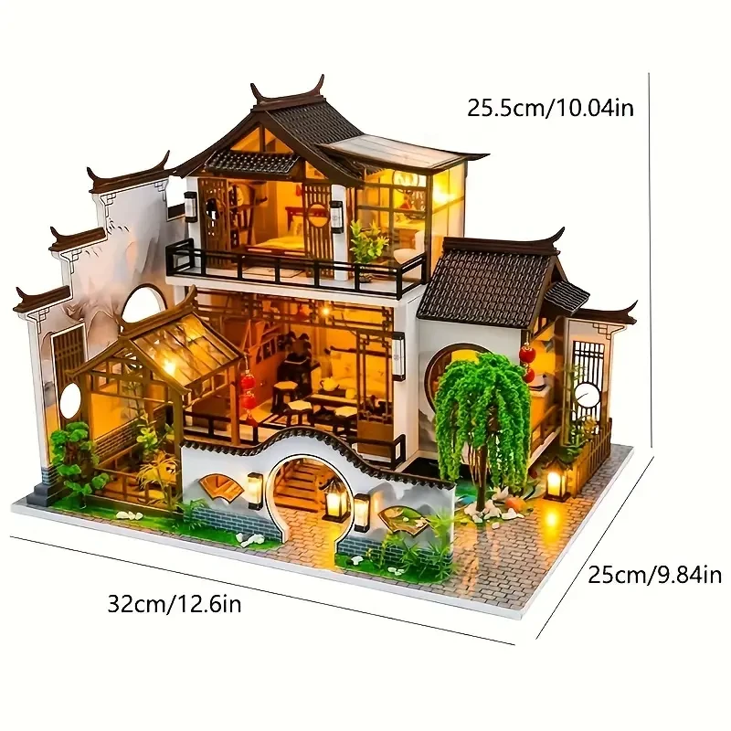 3D Puzzles Assembled Models - Chinese Style Miniature DIY Dollhouse Kit