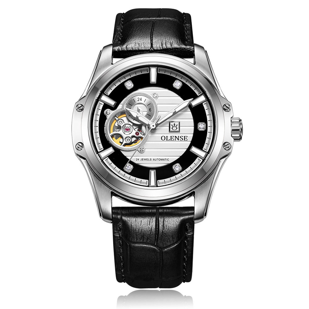Men's Mechanical Watch High Grade Stainless Steel Leather Strap