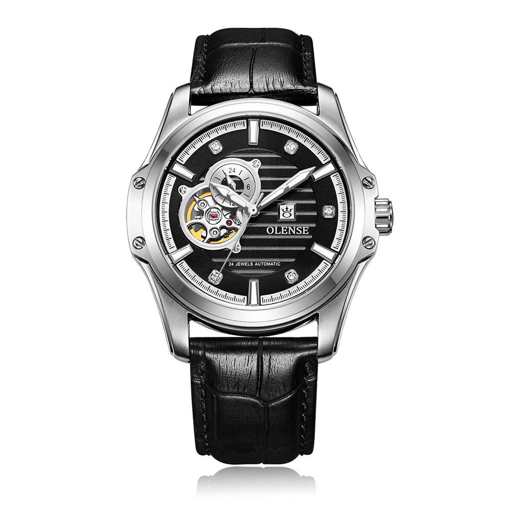 Men's Mechanical Watch High Grade Stainless Steel Leather Strap