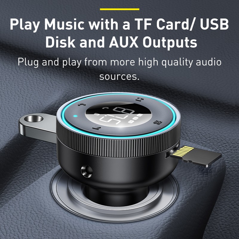 Baseus FM Transmitter Modulator Bluetooth 5.0 Car Kit with USB Fast Charging