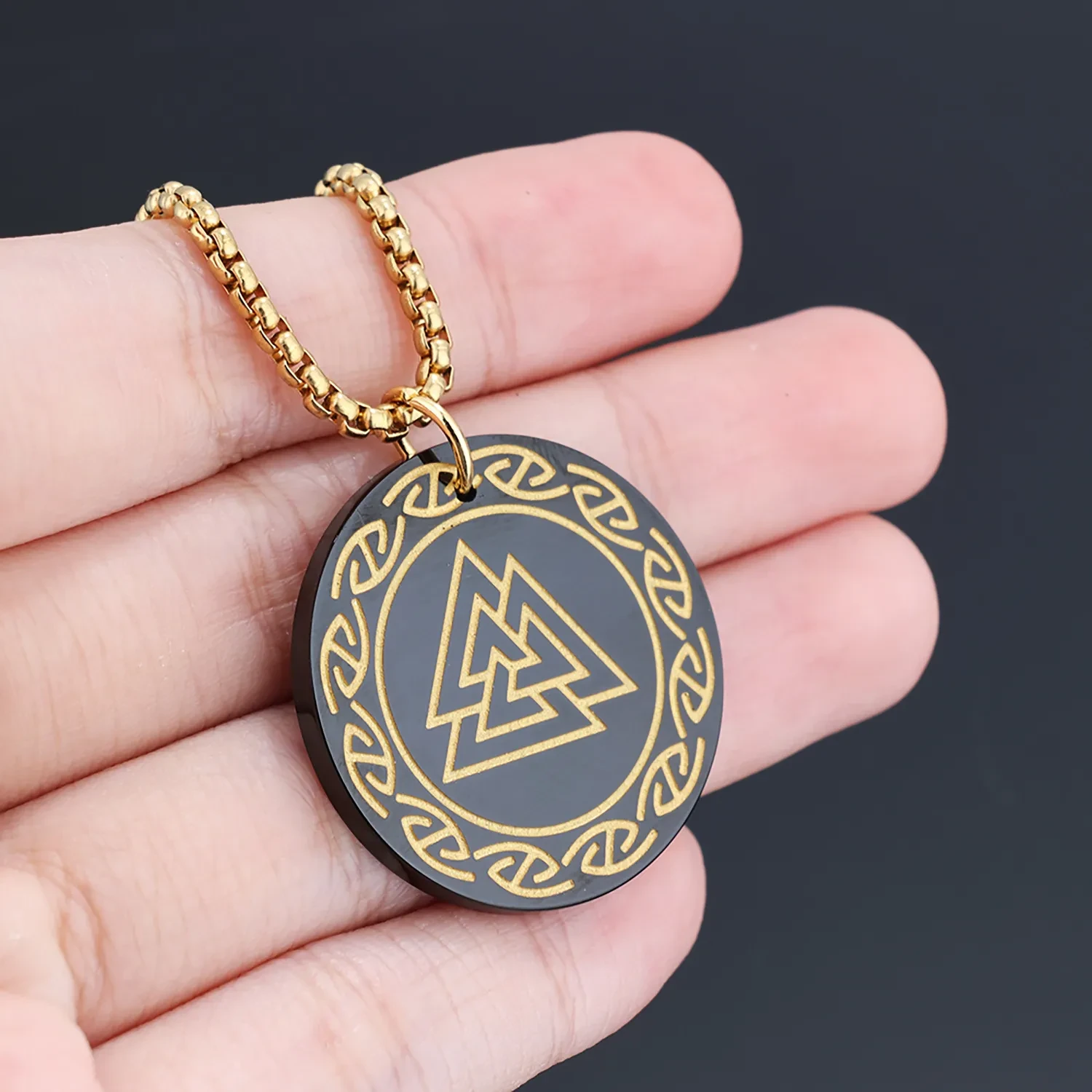 Retro Literary Viking Style Viking Rune Triangle Stainless Steel Hang Tag