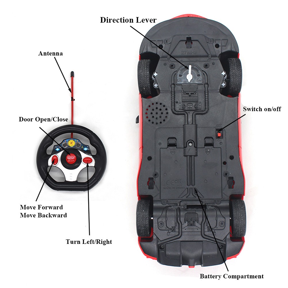 Paisible 1:14 Electric RC Car Classic Remote Control Vehicle with Openable Doors