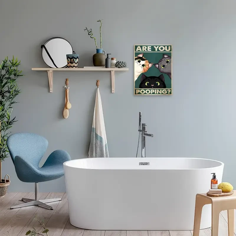 Funny Cat 'Are You Pooping?' Canvas Wall Art - Perfect for Home, Hotel Bathrooms & Restrooms