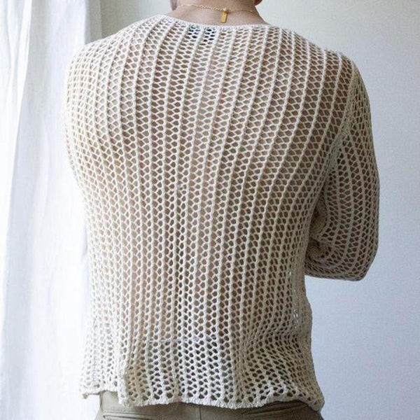 Men's Round Neck Hollow Out Knit T-Shirt