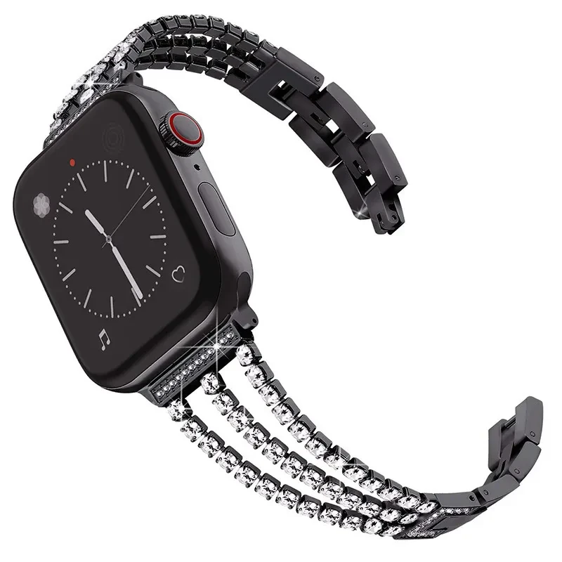 Metal diamond smart watch strap