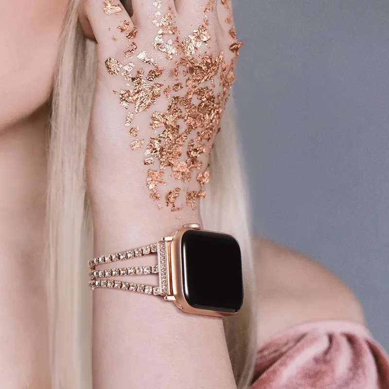 Metal diamond smart watch strap