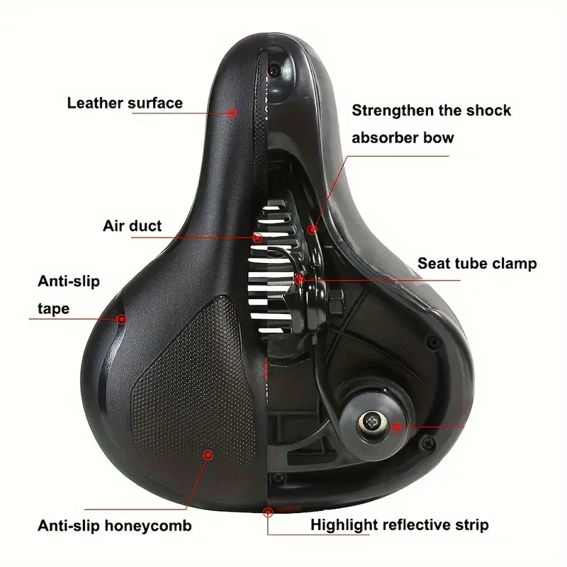 Wide Bicycle Seat Comfort for Men Women with Dual Shock Absorption