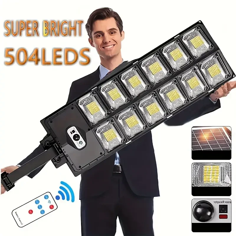 1pc Solar Outdoor Street Light Solar Parking Lot Light, 7000KLED Solar Light, From Dusk to Dawn, Motion Sensor, Commercial Grade