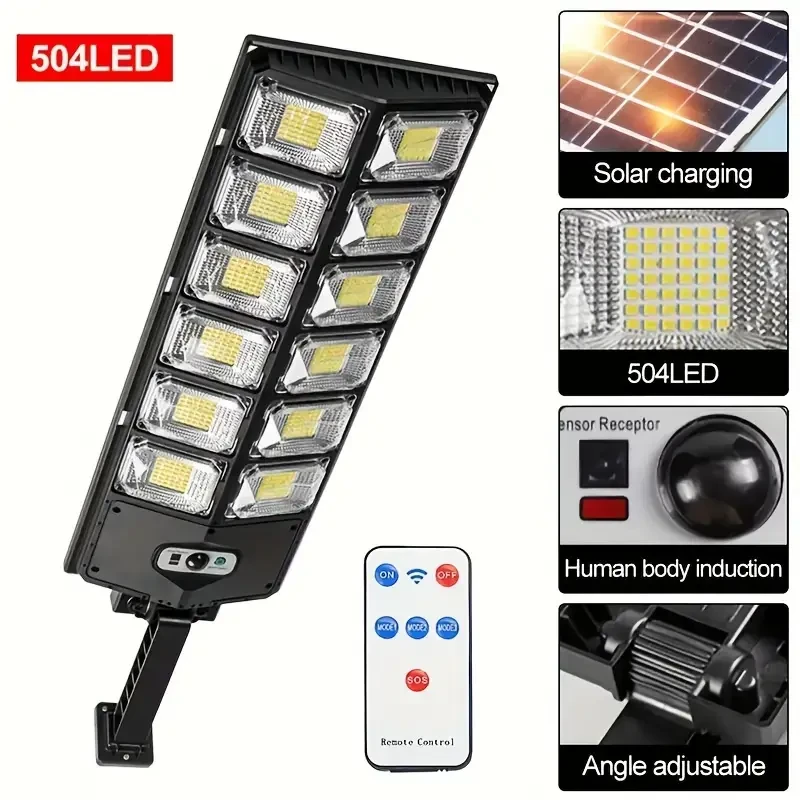 1pc Solar Outdoor Street Light Solar Parking Lot Light, 7000KLED Solar Light, From Dusk to Dawn, Motion Sensor, Commercial Grade
