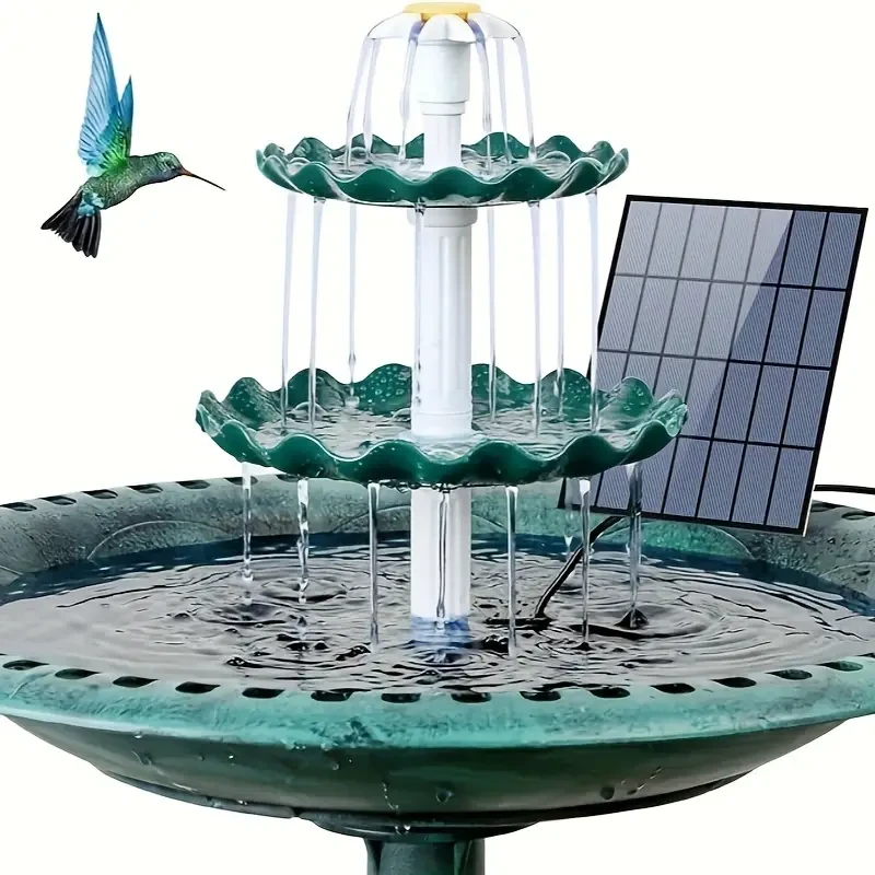 3 Tier Bird Bath with 3.5W Solar Pump - Garden Decoration and Outdoor Bird Feeder