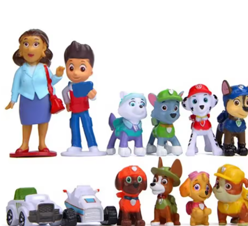 12pcs Paw Patrol figures Pawed Canina Anime cartoon PVC model doll Toys Car Canine Children birthday Christmas gift