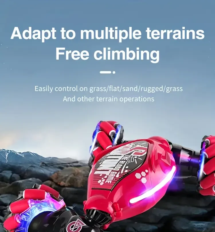 TurboDrift 4WD Gesture Controlled RC Car Dual-Side Rotating Off-Road Vehicle with LED Lights & Music