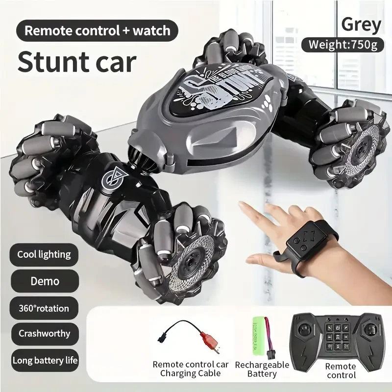 TurboDrift 4WD Gesture Controlled RC Car Dual-Side Rotating Off-Road Vehicle with LED Lights & Music