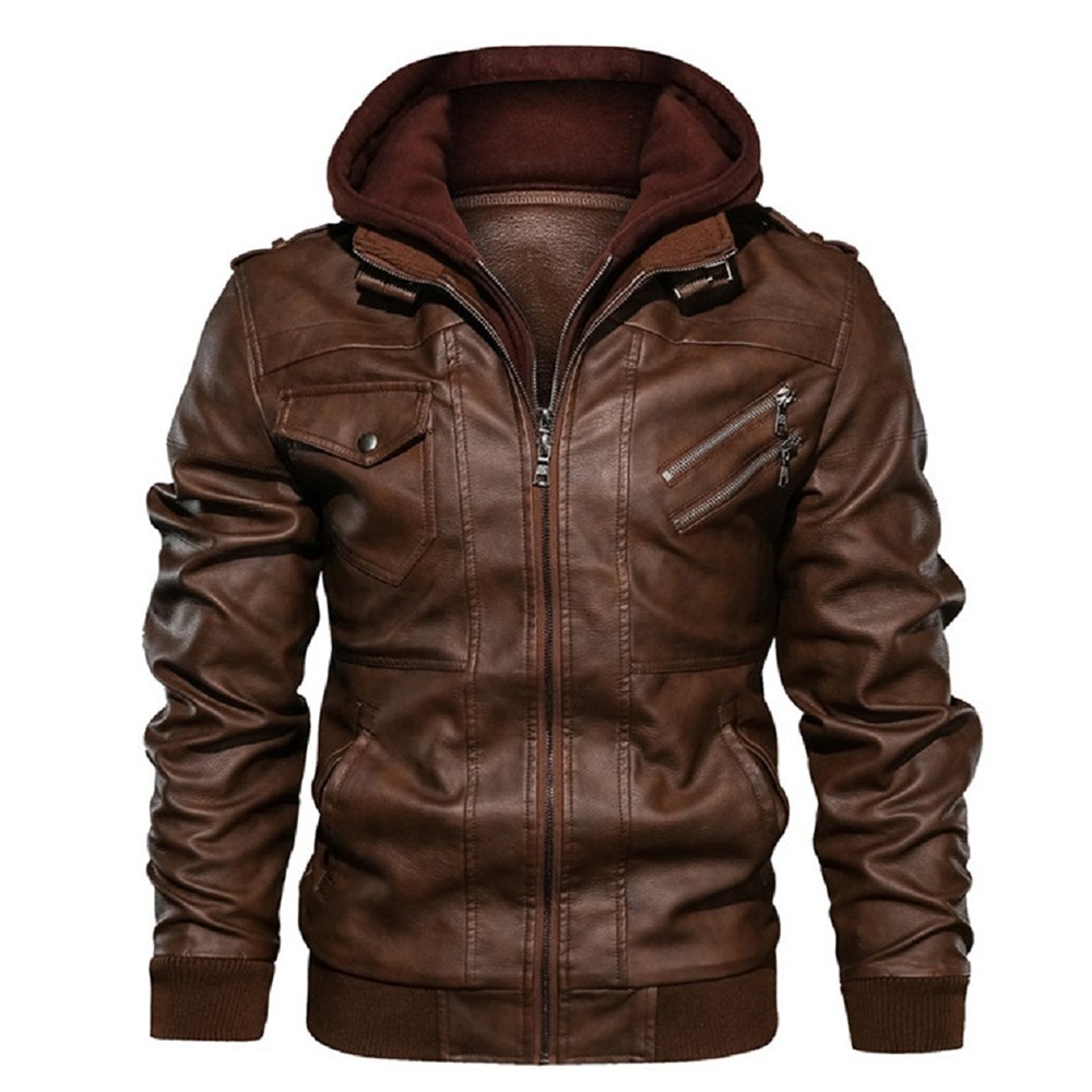 KB New Men's Leather Jacket - Autumn Motorcycle PU Biker Coat