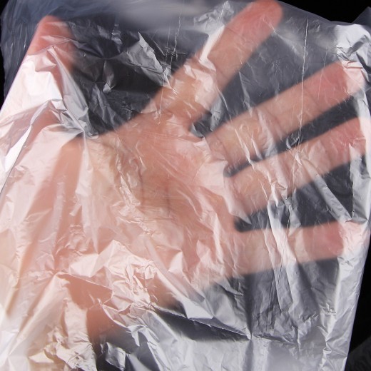Disposable plastic shawl in barber shop