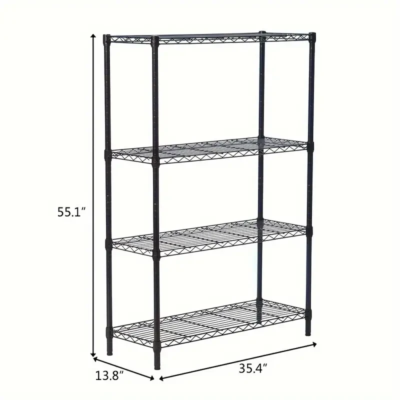 4-Tier Rust-Resistant Plastic Coated Iron Storage Shelf - Sturdy & Space-Saving