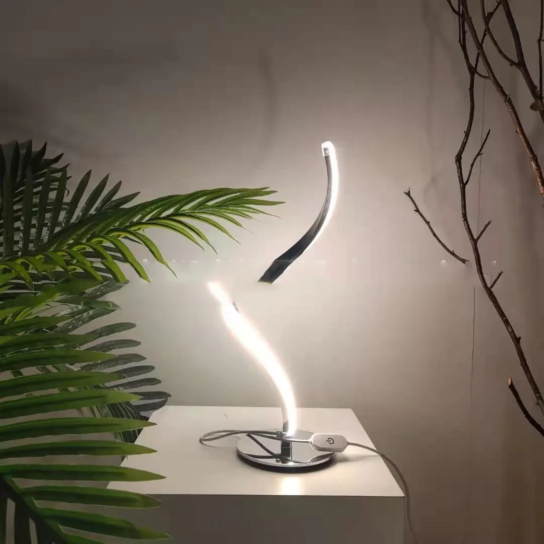 LED Spiral Table Lamp Curved Desk Bedside Lamp