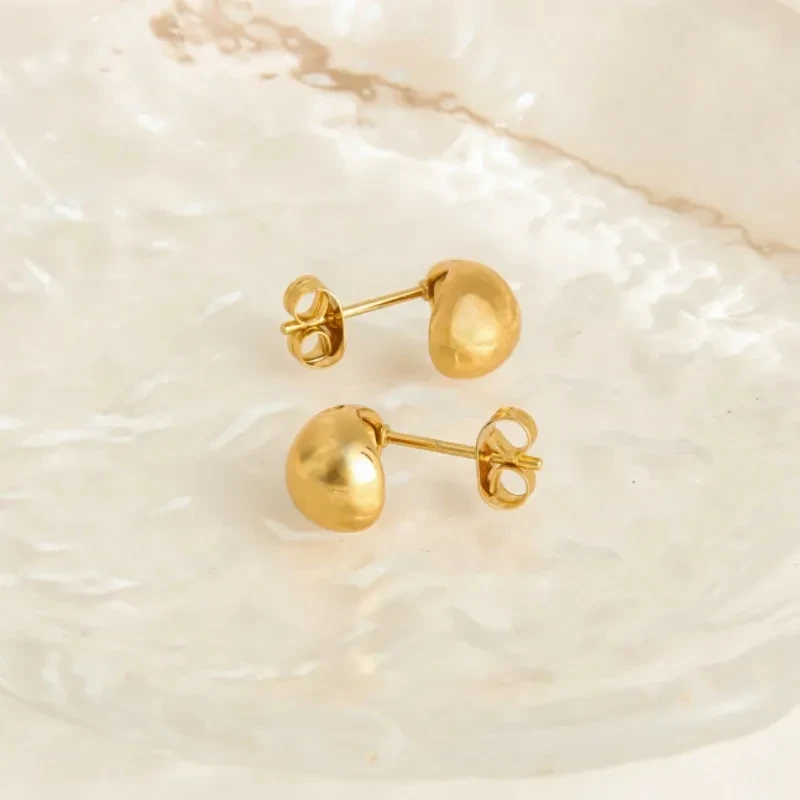 Half Ring Three-dimensional Thread Gold Titanium Steel Earrings